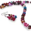 Set Cercei cu agatatoare si Colier din Agat multicolor discuri fatetate 8mm si sfere fatetate 4mm, imagine 2