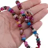 Set Cercei cu agatatoare si Colier din Agat multicolor discuri fatetate 8mm si sfere fatetate 4mm, imagine 4