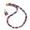 Set Cercei cu agatatoare si Colier din Agat multicolor discuri fatetate 8mm si sfere fatetate 4mm