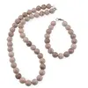 Set colier si bratara Coral fosilizat sfere 10mm
