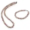 Set colier si bratara Coral fosilizat sfere 8mm
