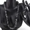 Set colier si bratara Obsidian fulg de nea sfere 10mm, imagine 2