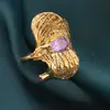 Inel din argint 925 placat cu aur 14k reglabil cu Ametist, model petale, imagine 3