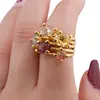 Inel din argint 925 placat cu aur 14k cu cristale incrustate, model spiralat deschis - marimea 54, imagine 4
