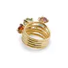 Inel din argint 925 placat cu aur 14k cu cristale incrustate, model spiralat - marimea 55, imagine 2