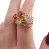 Inel din argint 925 placat cu aur 14k cu cristale incrustate, model spiralat - marimea 55, imagine 4