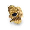 Inel din argint 925 placat cu aur 14k reglabil cu Iolith, model petale