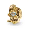 Inel din argint 925 placat cu aur 14k reglabil cu Topaz, model petale
