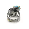 Inel din argint 925 placat cu aur 14k si rodiu negru lucrat manual cu Turcoaz, model ramificat - marimea 58, imagine 2