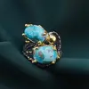 Inel din argint 925 placat cu aur 14k si rodiu negru lucrat manual cu Turcoaz, model ramificat - marimea 58, imagine 3