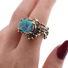 Inel din argint 925 placat cu aur 14k si rodiu negru lucrat manual cu Turcoaz oval, model ramificat - marimea 57, imagine 4