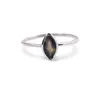 Inel din argint 925 subtire cu Opal de foc negru, marimea 57 - montura oval ascutit, imagine 2