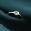 Inel din argint 925 subtire cu Peridot, marimea 54 - montura rotunda, imagine 3