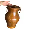 Amfora din alama decoratiune vintage cu inele laterale, 38cm, imagine 3