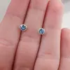 Cercei cu surub din Argint 925 si zircon albastru deschis, 4-5mm, imagine 3