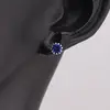 Cercei cu surub din Argint 925 si zircon albastru inchis, 4-5mm, imagine 2