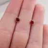 Cercei cu surub din Argint 925 si zircon rosu deschis, 4-5mm, imagine 3