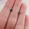 Cercei cu surub din Argint 925 si zircon verde inchis, 4-5mm, imagine 3