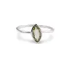 Inel din argint 925 subtire cu Peridot, marimea 52 - montura oval ascutit, imagine 2