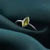 Inel din argint 925 subtire cu Peridot, marimea 60 - montura oval ascutita, imagine 3