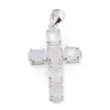 Pandantiv din argint 925 cruce cu cristale incrustate Piatra Lunii rainbow, 39mm