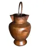 Vas decorativ rustic din alama ciocanit, cu maner arcuit, 40cm, imagine 2