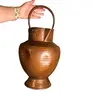 Vas decorativ rustic din alama ciocanit, cu maner arcuit, 40cm, imagine 3