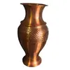 Vaza vintage decorativa din cupru gravat cu motive vegetale, 50cm, imagine 2