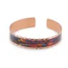 Bratara reglabila din cupru cu design abstract multicolor in stil psychedelic, margini texturate