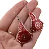 Cercei din cupru clopot, model mandala rosie, imagine 4