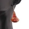 Cercei din cupru clopot, model mandala si flori rosii, imagine 3