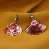 Cercei din cupru evantai, model floare rosie, imagine 2