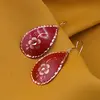 Cercei din cupru lacrima, model floare ornament rosie, imagine 2
