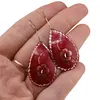 Cercei din cupru lacrima, model floare ornament rosie, imagine 4
