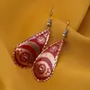 Cercei din cupru lacrima, model mandala si flori rosii, imagine 2