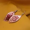 Cercei din cupru marquise, model mandala florala rosie, imagine 2