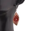 Cercei din cupru marquise, model mandala florala rosie, imagine 3