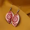 Cercei din cupru migdalati, model mandala florala rosie, imagine 2