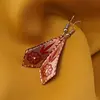 Cercei din cupru rombici, model floare si frunze rosii, imagine 2