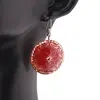 Cercei din cupru rotunzi, model floare ornamentala rosie, imagine 3