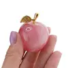 Figurina slefuita din Onix de Pakistan colorat, mar cu frunza aurie - 4cm, imagine 3