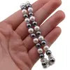 Colier Perle de Mallorca gri si albe, sfere 6mm, imagine 4