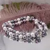 Colier Perle de Mallorca negre, violet si albe, sfere 6mm, imagine 2