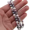 Colier Perle de Mallorca negre, violet si albe, sfere 6mm, imagine 4