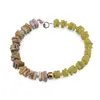 Bratara Jad olive si Jasp Bumblebee patratele 6-7mm cu sfere de Citrin 3mm si Hematit auriu 6mm