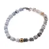Bratara Opal albastru si Opal dendritic rondele 5-6mm si sfere 3-4mm cu Hematit auriu 6mm