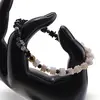 Bratara Turmalina neagra si Opal alb patratele 4-5mm cu sfere de Opal dendritic 4mm si Hematit auriu 6mm, imagine 2