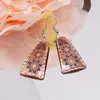 Cercei din cupru trapezoidali, model stele florale albastre, imagine 2