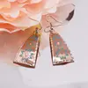 Cercei din cupru trapezoidali, model stele florale bleu, imagine 2