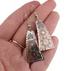 Cercei din cupru trapezoidali, model stele florale bleu, imagine 3